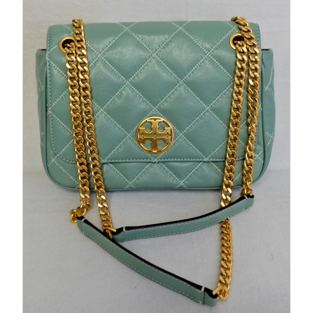 Tory Burch Chain Wallet Crossbody Bag Turquoise Teal